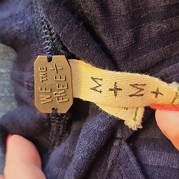 We the Free Navy Mini Dress Long Sleeve Bohemian Comfy Free People Spring Gypsy - Picture 9 of 11